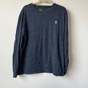 Polo Ralph Lauren Men’s Long Sleeve T-Shirt Blue Heather Size L Crewneck Logo